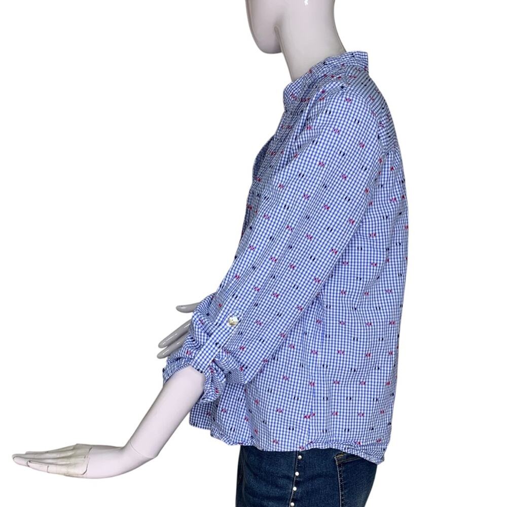 Ruby Rd. Button Down Shirt Petite Large Blue Whit… - image 8